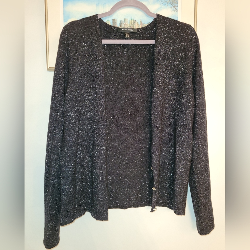 Ellen Tracy Black Sparkle Cardigan
